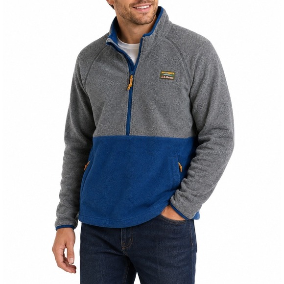 L.L. Bean Other - L.L.Bean Mountain Classic Fleece Quarter Zip Pullover Gray Blue Men’s Large
